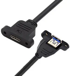 USB 3.0 Type-A Female to Micro 3.0 Type-B Female Screw Mount Type Extension Power Data Cable 480Mbps (50cm) USB 3.0 Type-A Female to Micro 3.0 Type-B Female Screw Mount Type Extension Power Data Cable 480Mbps (50cm)