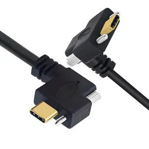 USB 3.1 Type-C Male Single Screw Angled to Dual Thumbscrew Locking USB-C Up Down Angled 90 Degree 10Gbps Data Cable Panel Mount Type 3ft (100cm) USB 3.1 Type-C Male Single Screw Angled to Dual Thumbscrew Locking USB-C Up Down Angled 90 Degree 10Gbps Data Cable Panel Mount Type 3ft (100cm)