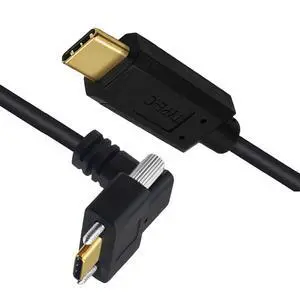 USB3.1 Type-C Male to Dual Thumbscrew Locking USB-C Vertical 90 Degree Up Down Angled 10Gbps Data Cable Panel Mount Type 3ft (100cm) USB3.1 Type-C Male to Dual Thumbscrew Locking USB-C Vertical 90 Degree Up Down Angled 10Gbps Data Cable Panel Mount Type 3ft (100cm)