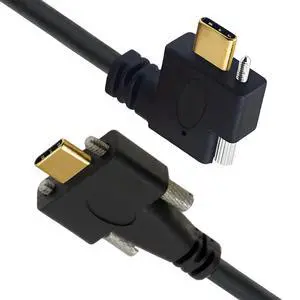 USB 3.1 Type-C Male Dual Screw to Single Thumbscrew Locking USB-C Horizontal 90 Degree Left Right Angled 10Gbps Data Cable Panel Mount Type 3ft (100cm) USB 3.1 Type-C Male Dual Screw to Single Thumbscrew Locking USB-C Horizontal 90 Degree Left Right Angled 10Gbps Data Cable Panel Mount Type 3ft (100cm)