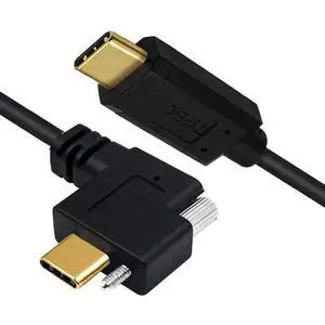 USB 3.1 Type-C Male to Single Thumbscrew Locking USB-C Horizontal 90 Degree Left Right Angled 10Gbps Data Cable Panel Mount Type 3ft (100cm) USB 3.1 Type-C Male to Single Thumbscrew Locking USB-C Horizontal 90 Degree Left Right Angled 10Gbps Data Cable Panel Mount Type 3ft (100cm)