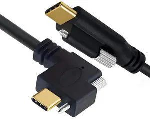 USB 3.1 Type-C Male Single Screw to Single Thumbscrew Locking USB-C Horizontal 90 Degree Left Right Angled 10Gbps Data Cable Panel Mount Type 3ft (100cm) USB 3.1 Type-C Male Single Screw to Single Thumbscrew Locking USB-C Horizontal 90 Degree Left Right Angled 10Gbps Data Cable Panel Mount Type 3ft (100cm)