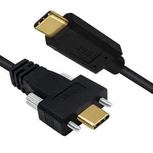 USB 3.1 Type-C Male to Dual Thumbscrew Locking USB-C 10Gbps Data 4K Video 65W Power Cable Straight Connector Panel Mount Type 3ft (100cm) USB 3.1 Type-C Male to Dual Thumbscrew Locking USB-C 10Gbps Data 4K Video 65W Power Cable Straight Connector Panel Mount Type 3ft (100cm)