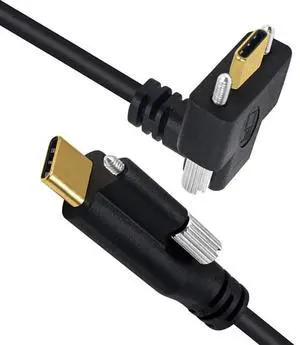 USB 3.1 Type-C Male Single Screw to Dual Thumbscrew Locking USB-C Up Down Angled 90 Degree 10Gbps Data Cable Panel Mount Type 3ft (100cm) USB 3.1 Type-C Male Single Screw to Dual Thumbscrew Locking USB-C Up Down Angled 90 Degree 10Gbps Data Cable Panel Mount Type 3ft (100cm)
