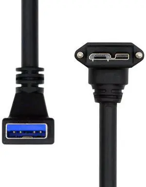 Micro-B USB3.0 Plug Up Angled Locking Screw to Down Angled 90 Degree USB 3.0 A Male Panel Cable 25cm Compatible with Vision Industrial Camera Computer Micro-B USB3.0 Plug Up Angled Locking Screw to Down Angled 90 Degree USB 3.0 A Male Panel Cable 25cm Compatible with Vision Industrial Camera Computer