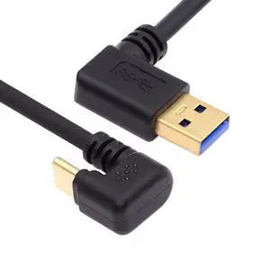 90 Degree Left Angled Type-A USB3.0 Male to Type-C USB 3.1 USB-C Opposite U Shape Back Angled Data Cable Compatible with Laptop Tablet Phone Camera (30cm) 90 Degree Left Angled Type-A USB3.0 Male to Type-C USB 3.1 USB-C Opposite U Shape Back Angled Data Cable Compatible with Laptop Tablet Phone Camera (30cm)