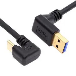 90 Degree Down Angled Type-A USB3.0 Male to Type-C USB 3.1 USB-C Opposite U Shape Back Angled Data Cable Compatible with Laptop Tablet Phone Camera (30cm) 90 Degree Down Angled Type-A USB3.0 Male to Type-C USB 3.1 USB-C Opposite U Shape Back Angled Data Cable Compatible with Laptop Tablet Phone Camera (30cm)