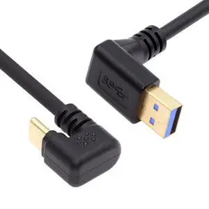 90 Degree Up Angled Type-A USB3.0 Male to Type-C USB 3.1 USB-C Opposite U Shape Back Angled Data Cable Compatible with Laptop Tablet Phone Camera (30cm) 90 Degree Up Angled Type-A USB3.0 Male to Type-C USB 3.1 USB-C Opposite U Shape Back Angled Data Cable Compatible with Laptop Tablet Phone Camera (30cm)