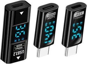 Type-C USB-C Female to USB Type-A 8P Adapter Data Current Voltage Smart LED Display Fast Charging Monitoring Display Tester Detector (3pack) Type-C USB-C Female to USB Type-A 8P Adapter Data Current Voltage Smart LED Display Fast Charging Monitoring Display Tester Detector (3pack)