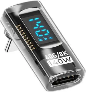 Type-C USB-C Male to Female Extension Adapter Smart LED Display Current Voltage Transparent USB4.0 40Gbps 140W Up Down Angled 90 Degree Current Voltage Monitoring Type-C USB-C Male to Female Extension Adapter Smart LED Display Current Voltage Transparent USB4.0 40Gbps 140W Up Down Angled 90 Degree Current Voltage Monitoring
