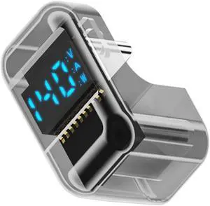 Type-C USB-C Male to Female Extension Adapter Smart LED Display Current Voltage Transparent USB4.0 40Gbps 140W Opposite U Shape Back Angled Current Voltage Monitoring Type-C USB-C Male to Female Extension Adapter Smart LED Display Current Voltage Transparent USB4.0 40Gbps 140W Opposite U Shape Back Angled Current Voltage Monitoring
