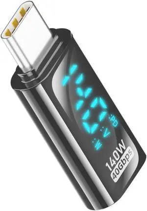 Type-C USB-C Male to Female Extension Adapter Smart LED Display Current Voltage Transparent USB4.0 40Gbps 140W Monitoring Tester Detector Type-C USB-C Male to Female Extension Adapter Smart LED Display Current Voltage Transparent USB4.0 40Gbps 140W Monitoring Tester Detector