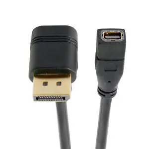 Down Angled DP DisplayPort 90 Degree to Mini DP DisplayPort Female Cable for Displays Monitors (Down Angled) Down Angled DP DisplayPort 90 Degree to Mini DP DisplayPort Female Cable for Displays Monitors (Down Angled)