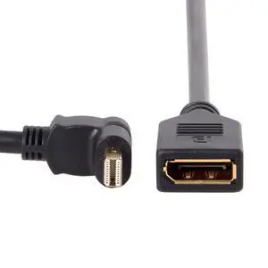 Mini DP DisplayPort 90 Degree to DisplayPort Female Cable for Displays Monitors (Down Angled) Mini DP DisplayPort 90 Degree to DisplayPort Female Cable for Displays Monitors (Down Angled)