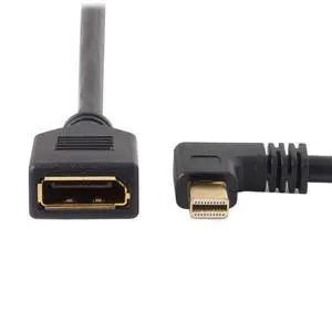Mini DP DisplayPort 90 Degree to DisplayPort Female Cable for Displays Monitors (Left Angled) Mini DP DisplayPort 90 Degree to DisplayPort Female Cable for Displays Monitors (Left Angled)