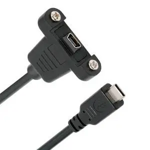 USB2.0 Type-C Male to Mini USB 5Pin Female Extension Panel Mount Type Cable with Screws (50CM) USB2.0 Type-C Male to Mini USB 5Pin Female Extension Panel Mount Type Cable with Screws (50CM)