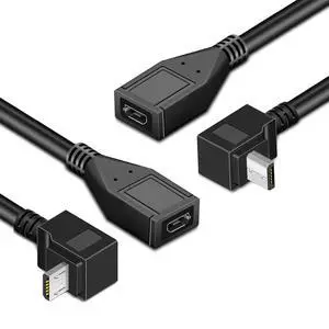 2pcs Up & Down 90 Degree Angled Micro USB 2.0 Male to Female Extension Cable 0.2m Full Pin Connected (20CM) 2pcs Up & Down 90 Degree Angled Micro USB 2.0 Male to Female Extension Cable 0.2m Full Pin Connected (20CM)