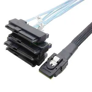 Internal 36 Pin Mini SAS SFF-8087 Host to 4 SFF-8482 Target SAS Hard Disk and SATA Power Cable 100cm Internal 36 Pin Mini SAS SFF-8087 Host to 4 SFF-8482 Target SAS Hard Disk and SATA Power Cable 100cm
