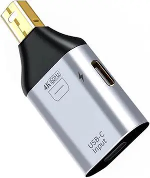 USB-C Type-C Female Host to Mini Displayport Male with PD Power Port Monitor Mini-DP Displays Adapter 4K 60hz for Laptop Phone USB-C Type-C Female Host to Mini Displayport Male with PD Power Port Monitor Mini-DP Displays Adapter 4K 60hz for Laptop Phone