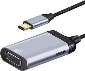 USB-C Type-C Host to VGA Female Monitor RGB HDB-15Pin Displays with PD Female Power Port Cable Adapter 1080P 60hz USB-C Type-C Host to VGA Female Monitor RGB HDB-15Pin Displays with PD Female Power Port Cable Adapter 1080P 60hz
