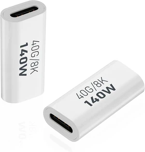 2 Pack USB C Female to Female Adapter, White 2 Pack USB C Female to Female Adapter, White