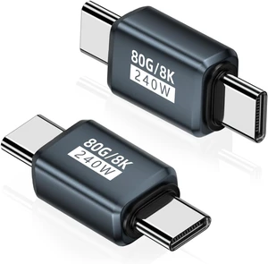 80Gbps USB-C Male to Male Adapter 2 Pack, Grey 80Gbps USB-C Male to Male Adapter 2 Pack, Grey