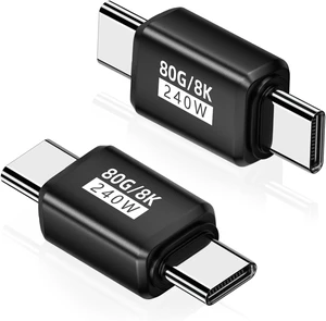 80Gbps USB-C Male to Male Adapter 2 Pack, Black 80Gbps USB-C Male to Male Adapter 2 Pack, Black