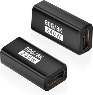 80Gbps USB-C Female to Female Adapter 2 Pack, Black 80Gbps USB-C Female to Female Adapter 2 Pack, Black