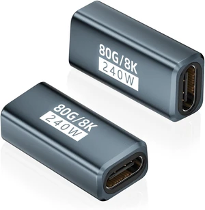 80Gbps USB-C Female to Female Adapter 2 Pack, Grey 80Gbps USB-C Female to Female Adapter 2 Pack, Grey