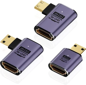 8K 90 Degree Mini HDMI to HDMI Adapter (3 Pack), Left&Right Angle 8K 90 Degree Mini HDMI to HDMI Adapter (3 Pack), Left&Right Angle