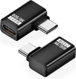 80Gbps USB-C 90 Degree Adapter 2 Pack, Black 80Gbps USB-C 90 Degree Adapter 2 Pack, Black