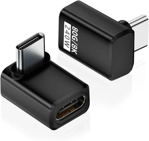 80Gbps USB-C 90 Degree Right Angle Adapter 2 Pack, Black 80Gbps USB-C 90 Degree Right Angle Adapter 2 Pack, Black