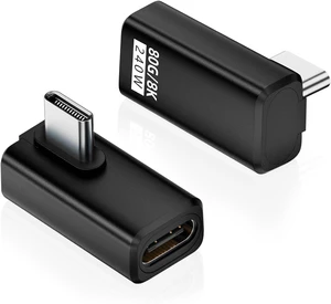 80Gbps USB-C Right Angle Adapter 2 Pack, Black 80Gbps USB-C Right Angle Adapter 2 Pack, Black