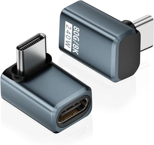80Gbps USB-C 90 Degree Right Angle Adapter 2 Pack, Grey 80Gbps USB-C 90 Degree Right Angle Adapter 2 Pack, Grey