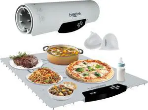 BREETEE WarmPad Pro (off white) Electric Food Warming Mat  Keep Every Meal Warm  Silicone Heating Mat with 9 Temperature Settings from 104°F to 248°F - Roll Up Warming Mat for Dinner, Party, Events