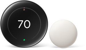 Google Nest Learning Thermostat (4th Gen, 2024) with Nest Temperature Sensor - Energy Saving Smart Thermostat with Adaptive Eco - Works with Alexa and Google Home App - Polished Obsidian