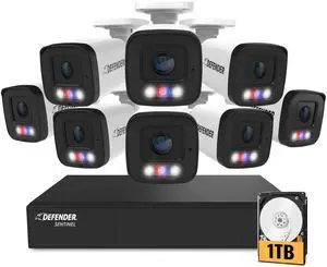 Defender AI POWERED Sentinel 4K Ultra HD Wired 8 Channel PoE NVR Security System with 8 Metal Cameras with 1TB HDD