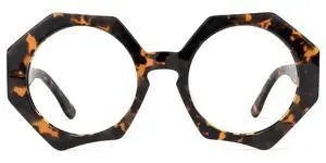 Zeelool Stylish Oversized Acetate Geometric Blue Light Blocking Glasses Eyewear for Women Hugh ZOP01887-02B Tortoise-Gold