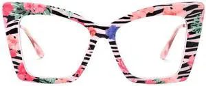 Zeelool Retro Butterfly Glasses for Women Blue Light Blocking Glasses Anti Eyestrain Eyewear ZJGX197476 Floral