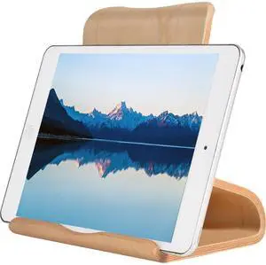 SAMDI Tablet Stand, Wood iPad Stand: Desktop Stand Holder Dock for New iPad 2017 Pro 9.7, 10.5, Air Mini 2 3 4, Kindle, Nexus, Accessories, Tab, E-Reader, Other Tablets (4-13 inch)-(White Birch)