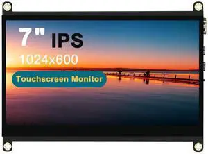 LESOWN New! Touch Screen 7 inch Display IPS 1024x600 HDMI Display, USB Powered Capacitive Touchscreen with Dual Speakers for Raspberry Pi 4 3 Windows AIDA64 Temperature CPU Monitoring
