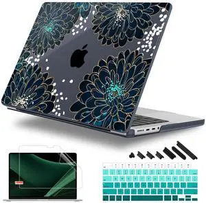 Lepeoac for MacBook Pro 16 inch Case 2021 2022 2023 2024 Release A3186 A3403 M4 A2991 M3 A2780 M2 A2485 M1 Pro/Max, Hard Shell Case with Screen Protector & Keyboard Cover, Luxury Floral