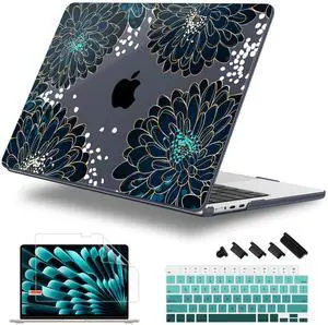 Lepeoac Case for MacBook Air 15 Inch 2025 2024 2023 Release M4 A3241 M3 A3114 M2 A2941, Hard Shell with Screen Protector & Keyboard Cover, Compatible with Touch ID, Luxury Floral
