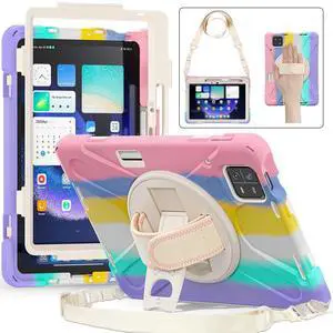 GooodiDEAR for Xiaomi Mi Pad 6/ Mi Pad 6 Pro Case, Shockproof Heavy Duty Case 11", 360 Rotate Stand Hand Strap Shoulder Strap Pencil Holder Protective Cover, Tablet for Men Women Kids, Sparkling Pink