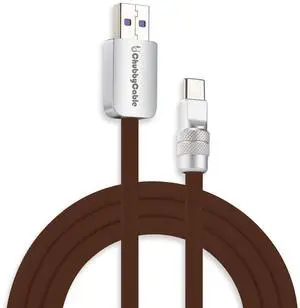 chubbycable Chubby 2.0 Fast Charging Cable Durable Soft Silicone USB C Cable 120W Extra Thick Phone Charger Cord Data Transfer Cord, Chocolate, USB-A to Type-C, 19.6 FT