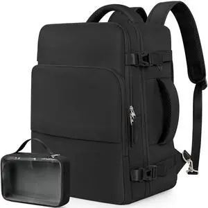 Beraliy Travel Backpack for Men Women, Lightweight Personal Item Trave Bag for Airlines, Carry On Backpack with USB Charging Port, Durable Laptop Backpack, College Weekender Work Daypack, Black