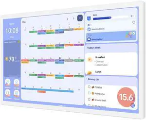 Cozyla 15.6'' Digital Calendar Wall Touch Screen Support Any Android Tablet Google Play Apps To Do List Notepad Chore Chart for Kids Meal Planner Wall Mount Smart Electronic Calendar for Family White