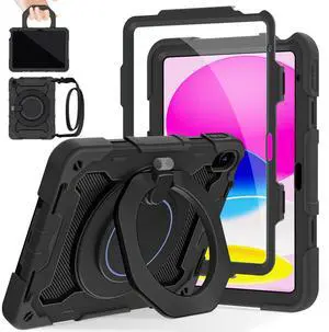 ROISKIN Case for iPad (A16) 11th Generation 11 Inch 2025, iPad 10th Generation Case 10.9" for Kids with Screen Protector,360 Kickstand & Handle,Shoulder Strap,Heavy Duty Military Grade Drop Protection
