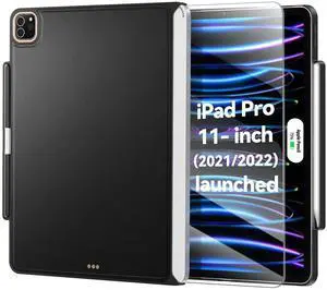 Magic Keyboard Compatible Case for iPad Pro 11-inch(2022/2021) - Cases with Pencil Holder for SmartKeyboard Folio Slim Back Cover, includ Screen Protector (Keyboard Not Included), Black
