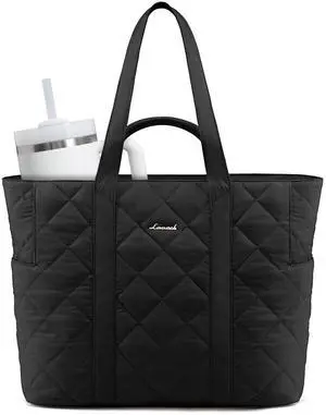LOVEVOOK Tote Bag for Women,Large Puffer Tote Bag with Zipper,Quilted Puffy Work Bag Purse for Travel Beach Gym Weekend
